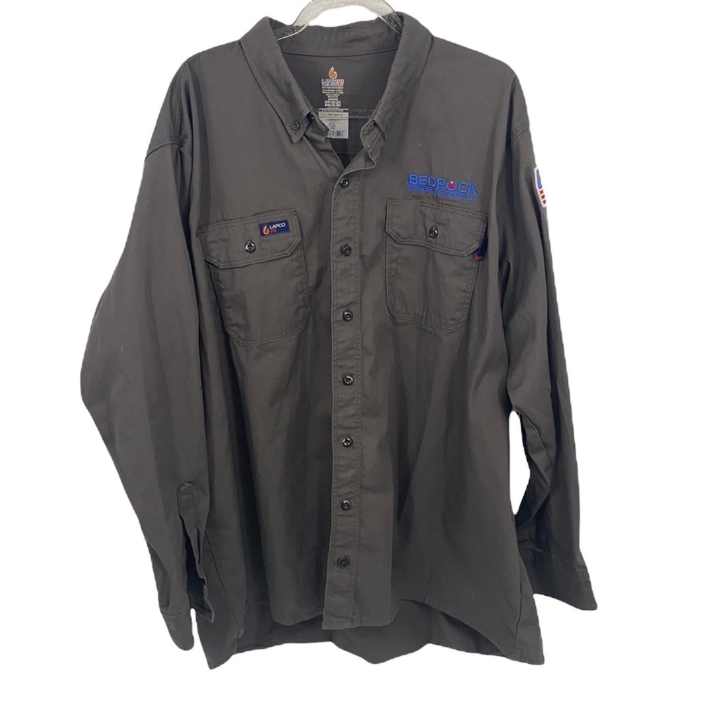 Lapco FR Men's Gray Button-Down Shirt size 3XL Front Pockets Flame Resistant